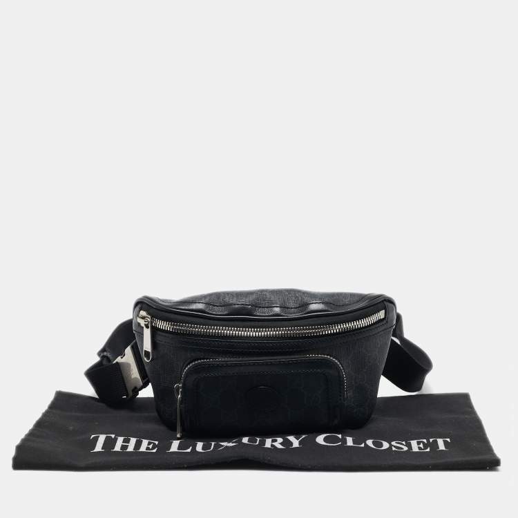 Pre Owned Gucci Black GG Supreme Canvas Small Interlocking G Belt Bag