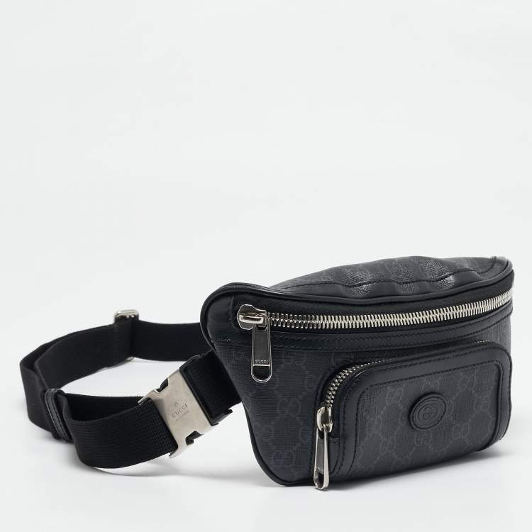 Pre Owned Gucci Black GG Supreme Canvas Small Interlocking G Belt Bag