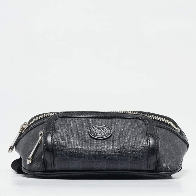 Pre Owned Gucci Black GG Supreme Canvas Small Interlocking G Belt Bag