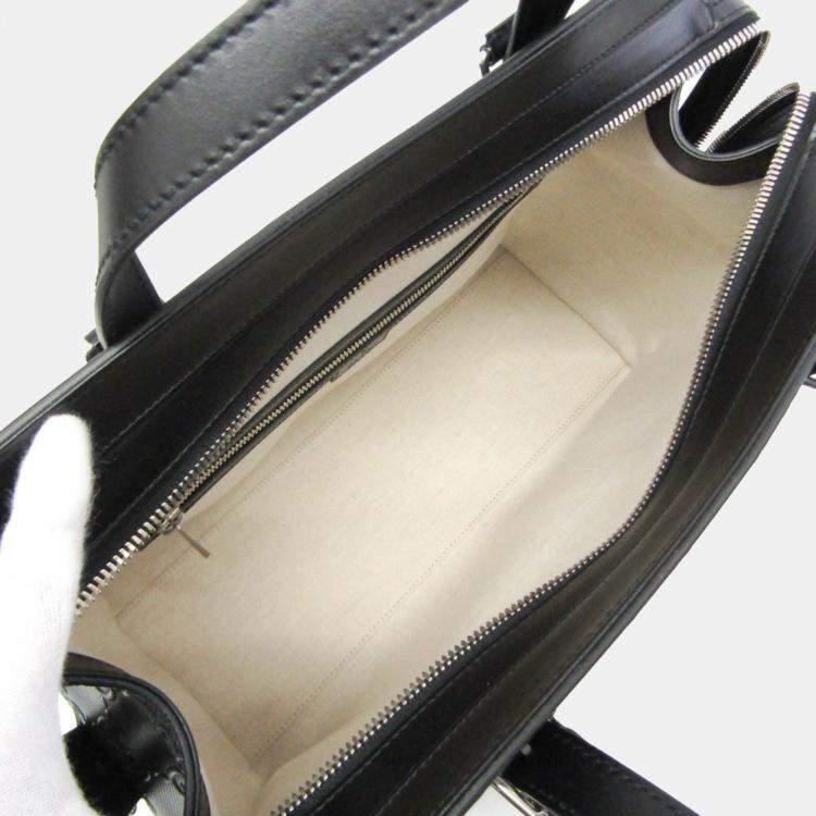 Pre Owned Gucci Black Leather Perforated GG Embossed Tote Bag