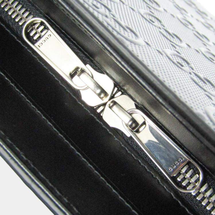 Pre Owned Gucci Black Leather Perforated GG Embossed Tote Bag