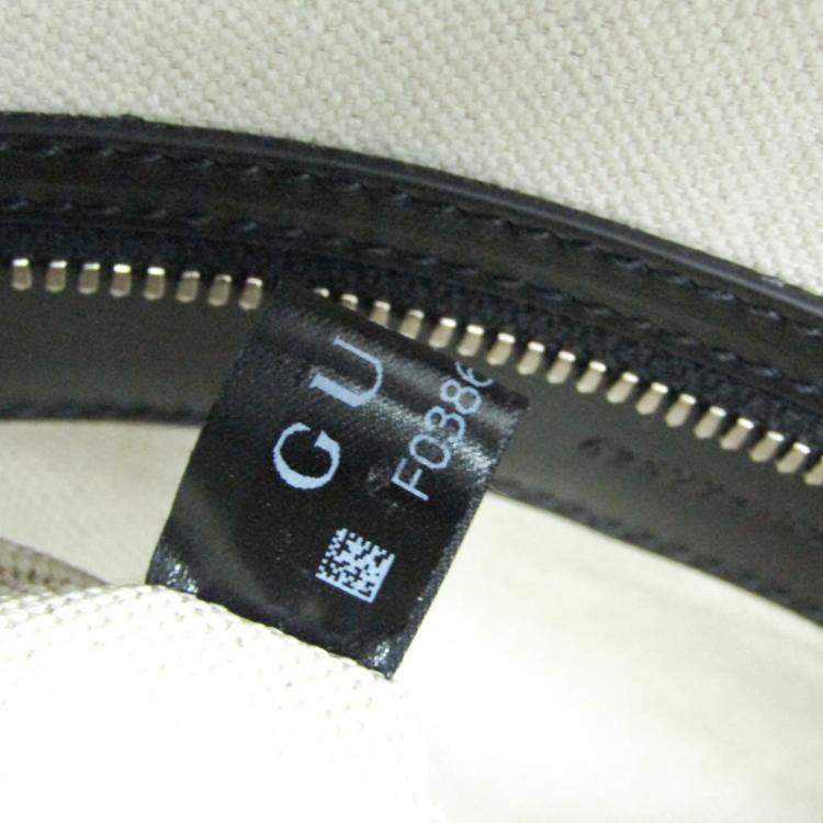 Pre Owned Gucci Black Leather Perforated GG Embossed Tote Bag