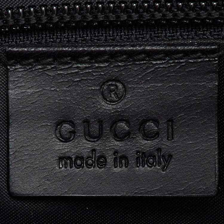 Pre Owned Gucci Black Nylon and Leather Wristlet Zip Pouch