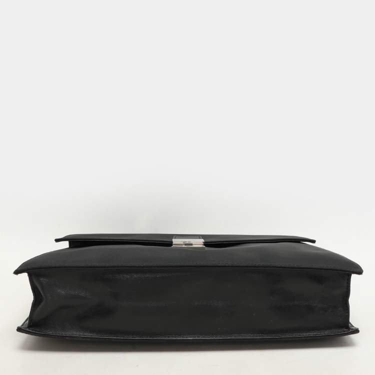 Pre Owned Gucci Black Nylon and Leather Combination Lock Briefcase
