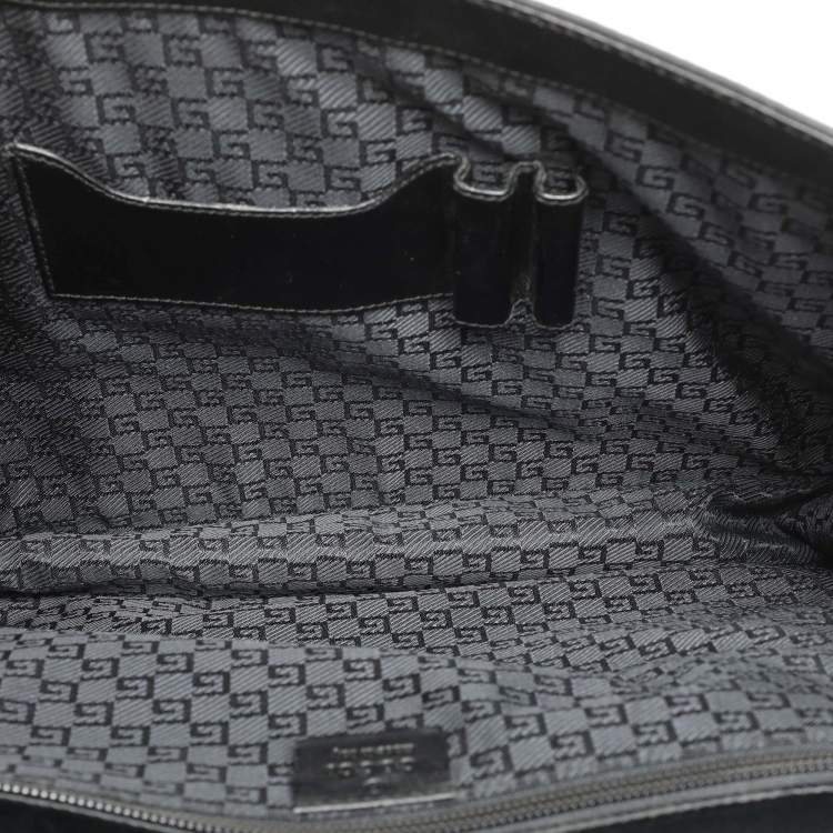 Pre Owned Gucci Black Nylon and Leather Combination Lock Briefcase