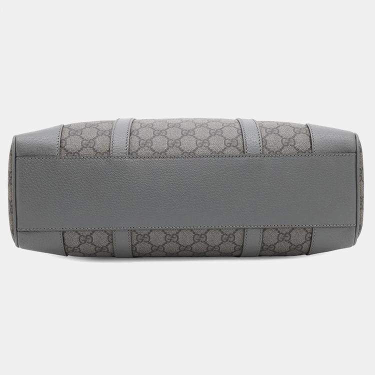 Pre Owned Gucci Gray GG Supreme Canvas and Leather Ophidia Tote Bag