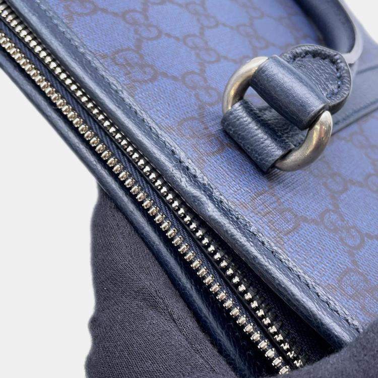 Pre Owned Gucci Navy PVC Leather Ophidia Tote Bag