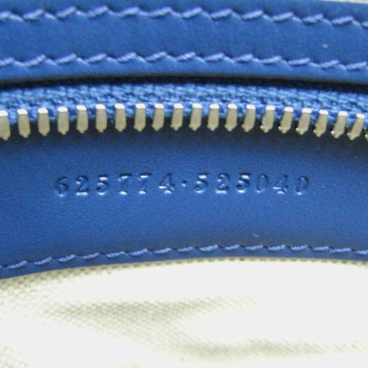 Pre Owned Gucci Blue GG Embossed Tote Leather Tote Bag 