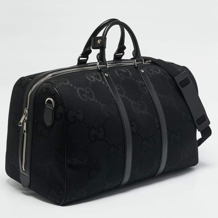 Pre Owned Gucci Black Jumbo GG Canvas Large Duffel Bag