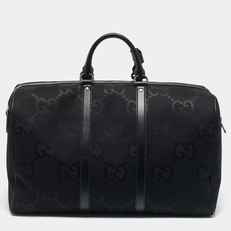 Pre Owned Gucci Black Jumbo GG Canvas Large Duffel Bag