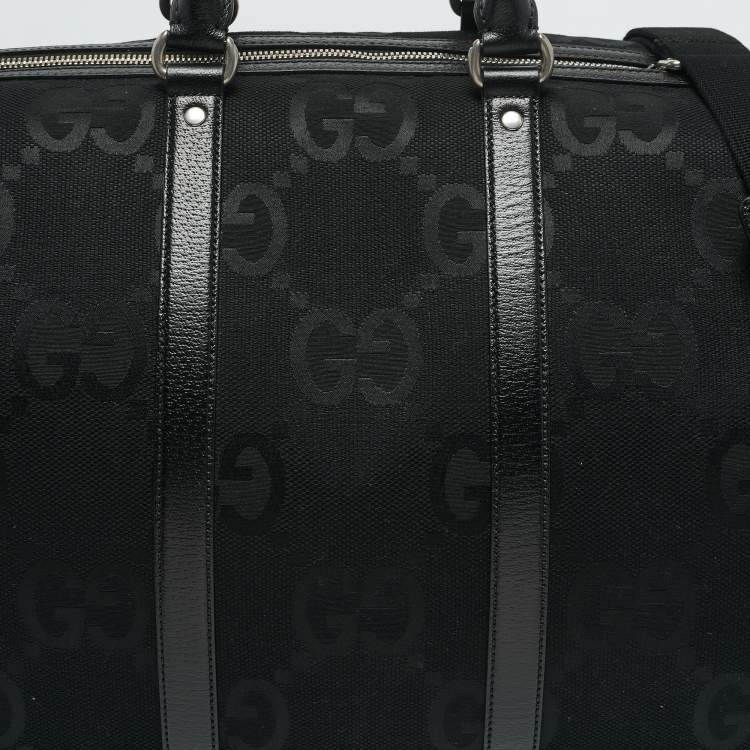 Pre Owned Gucci Black Jumbo GG Canvas Large Duffel Bag