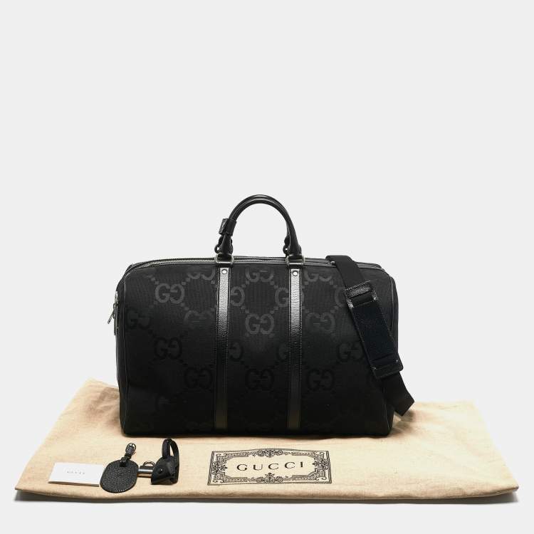Pre Owned Gucci Black Jumbo GG Canvas Large Duffel Bag