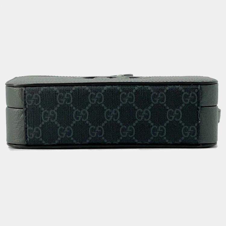 Pre Owned Gucci Grey/Black Cutout Interlocking G Shoulder Bag 