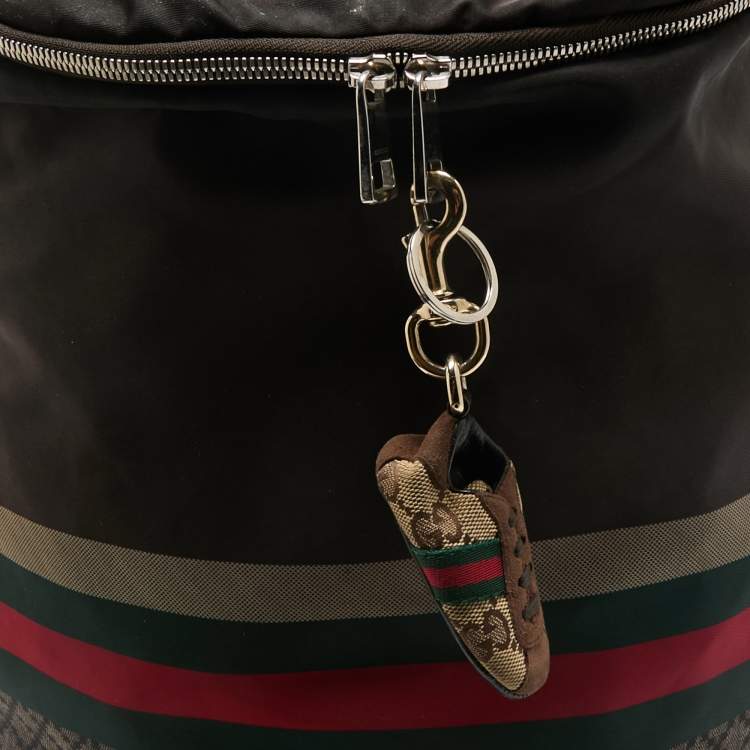 Pre Owned Gucci Brown Diamante Nylon Web Backpack