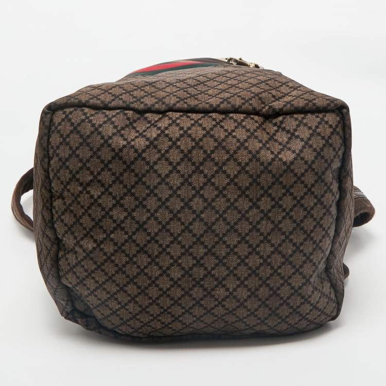Pre Owned Gucci Brown Diamante Nylon Web Backpack