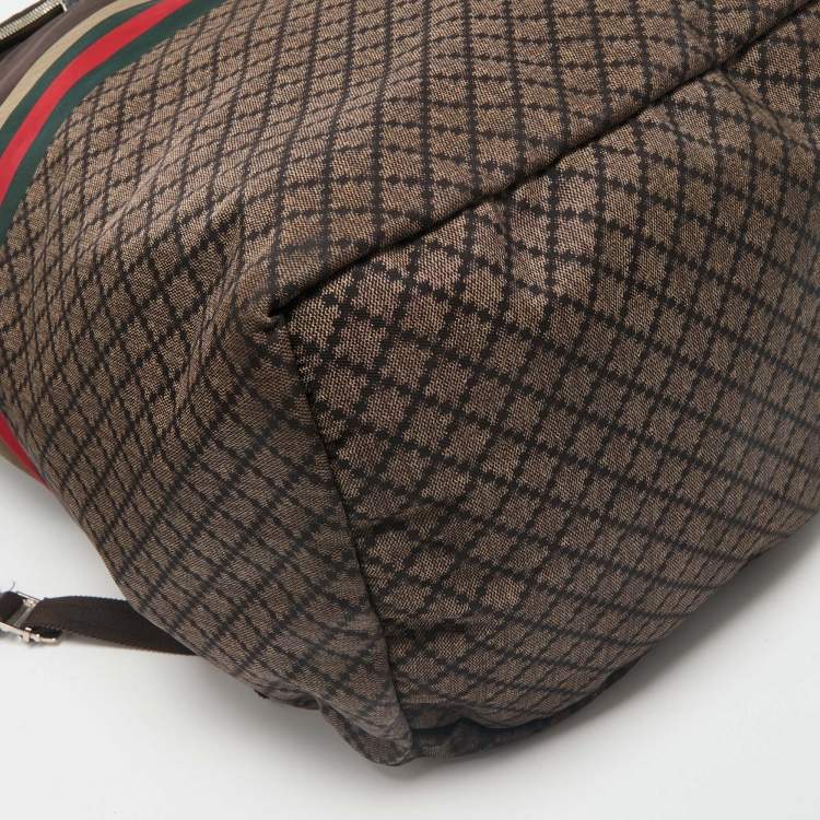 Pre Owned Gucci Brown Diamante Nylon Web Backpack
