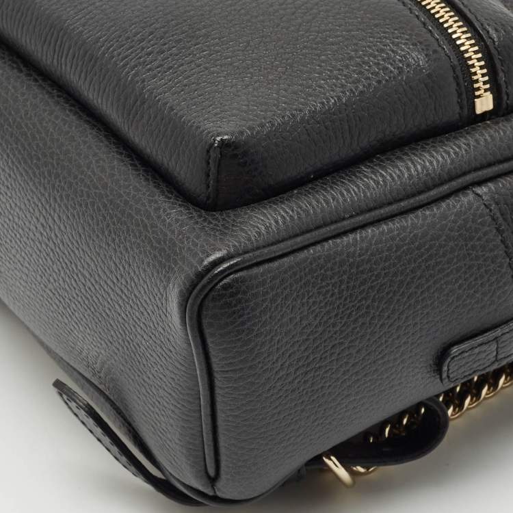 Pre Owned Gucci Black Leather Soho Chain Backpack