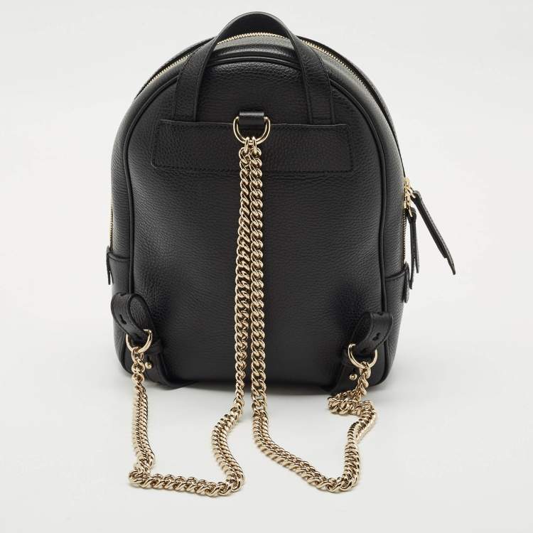 Pre Owned Gucci Black Leather Soho Chain Backpack