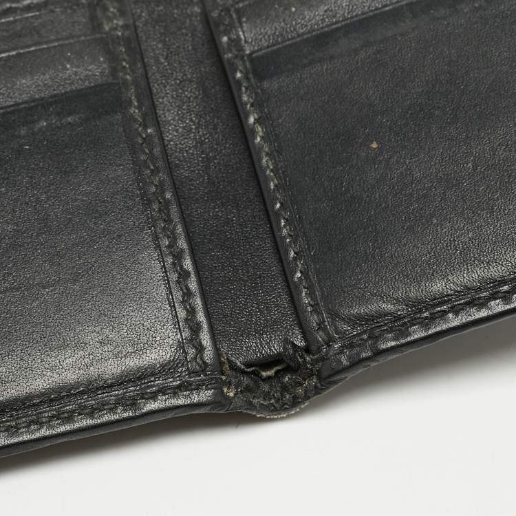 Pre Owned Gucci Black GG Crystals Canvas Bifold Wallet