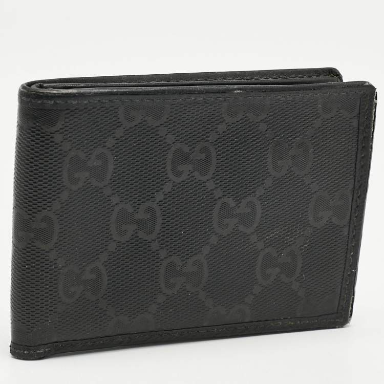 Pre Owned Gucci Black GG Crystals Canvas Bifold Wallet