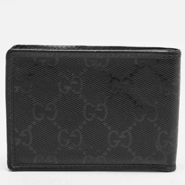 Pre Owned Gucci Black GG Crystals Canvas Bifold Wallet
