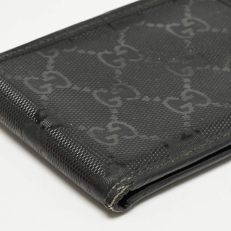 Pre Owned Gucci Black GG Crystals Canvas Bifold Wallet