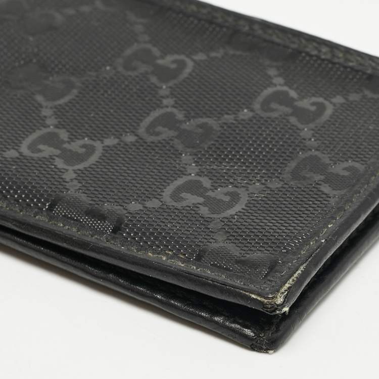 Pre Owned Gucci Black GG Crystals Canvas Bifold Wallet