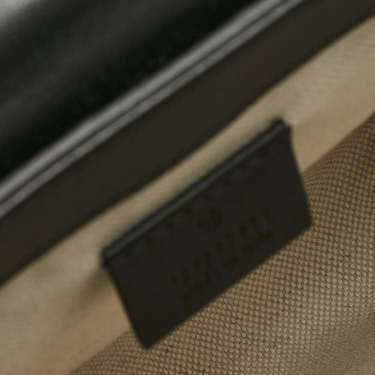 Pre Owned Gucci Black GG Embossed Perforated Leather Double Belt Bag