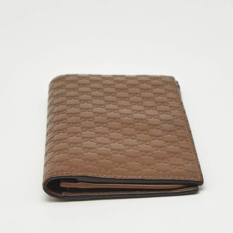 Pre Owned Gucci Brown Microguccissima Leather Long Wallet