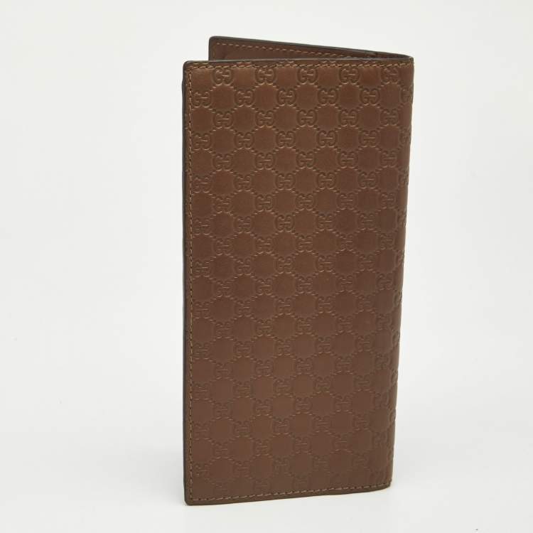 Pre Owned Gucci Brown Microguccissima Leather Long Wallet