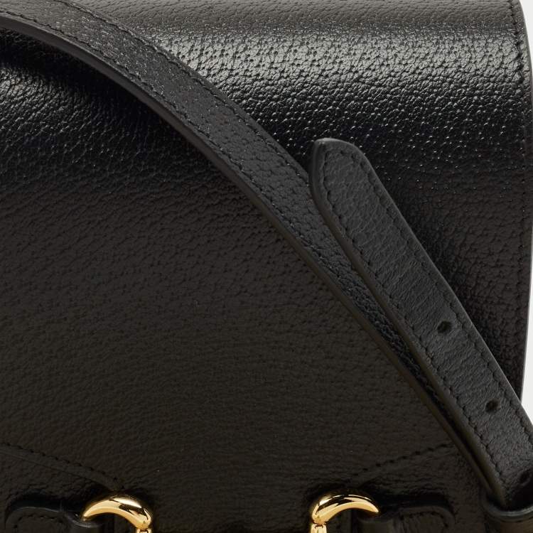 Pre Owned Gucci Black Leather Mini Horsebit 1955 Crossbody Bag