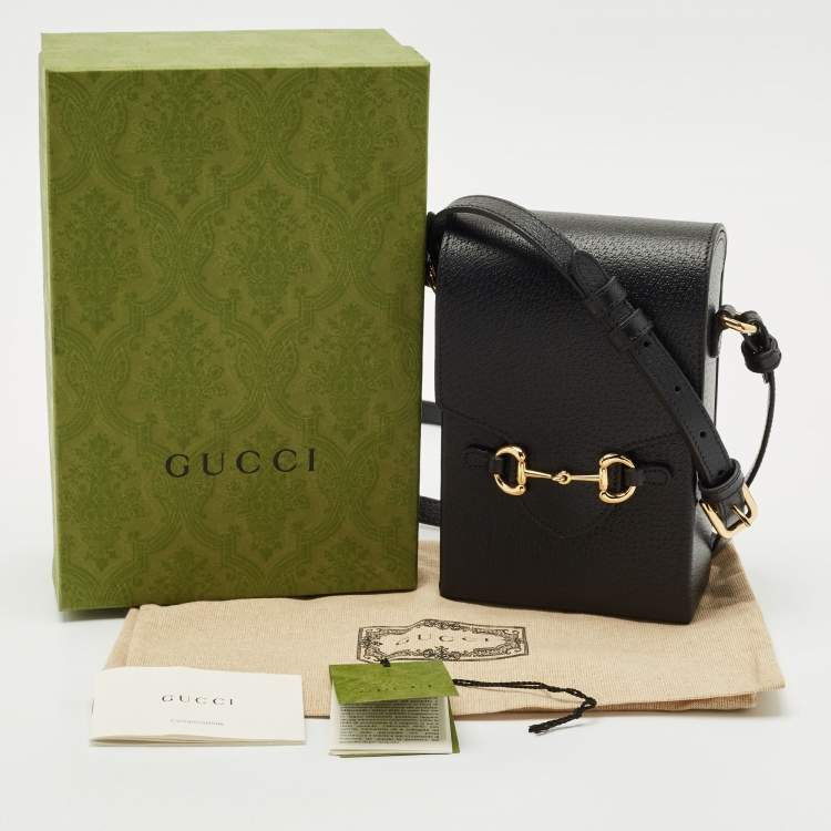 Pre Owned Gucci Black Leather Mini Horsebit 1955 Crossbody Bag