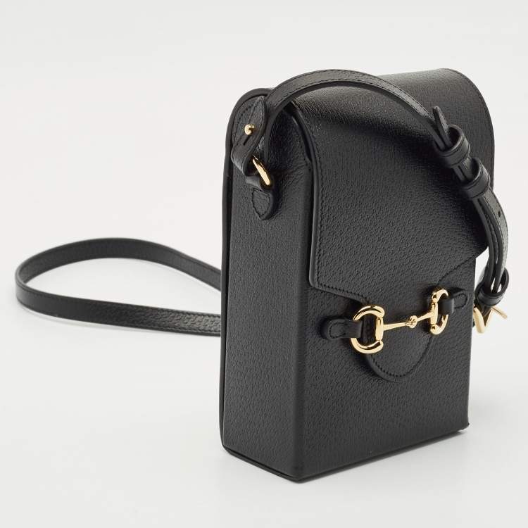 Pre Owned Gucci Black Leather Mini Horsebit 1955 Crossbody Bag