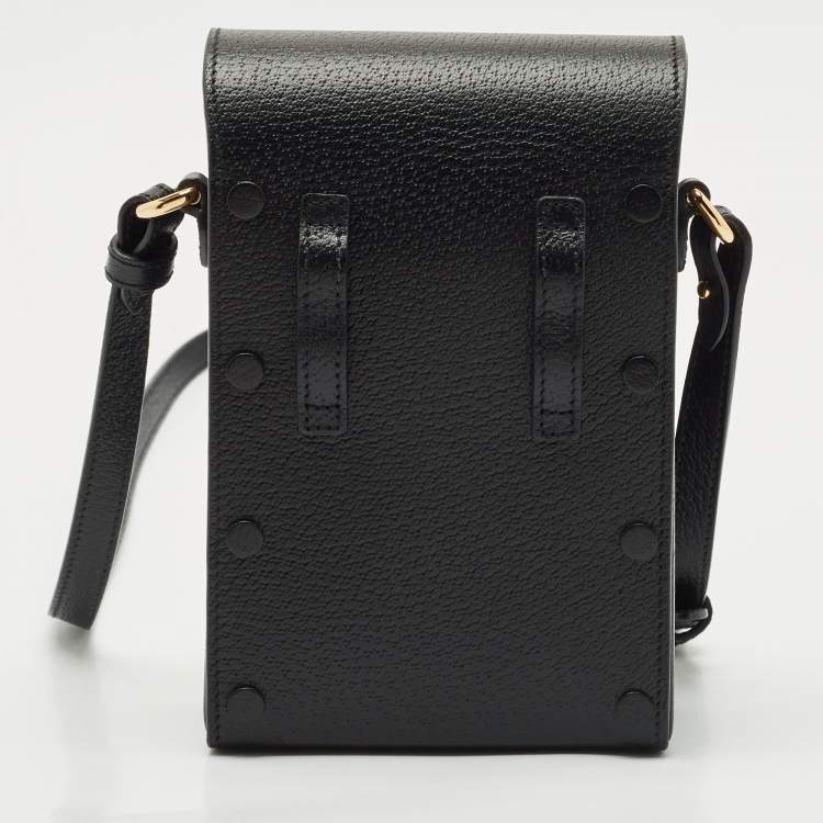 Pre Owned Gucci Black Leather Mini Horsebit 1955 Crossbody Bag