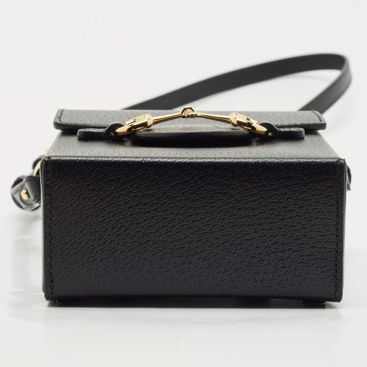 Pre Owned Gucci Black Leather Mini Horsebit 1955 Crossbody Bag