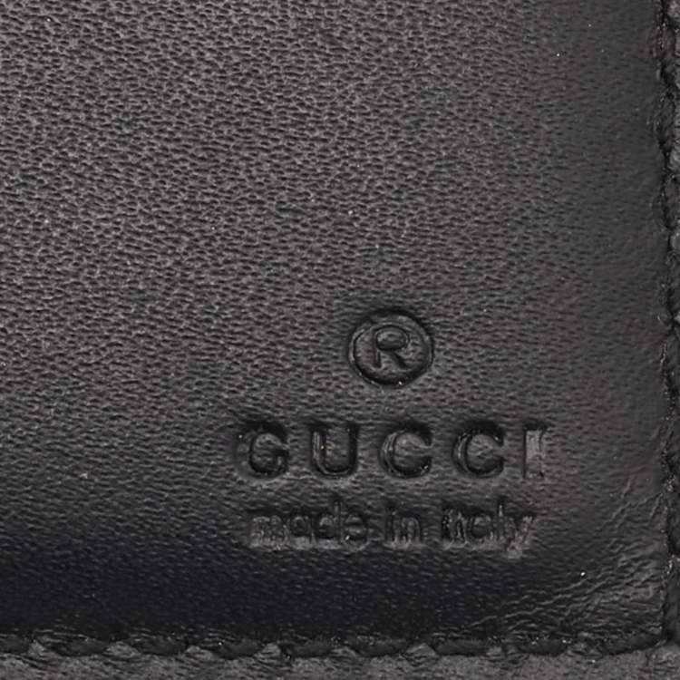 Pre Owned Gucci Black Guccissima Leather Bifold Card Holder 