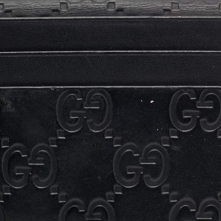 Pre Owned Gucci Black Guccissima Leather Bifold Card Holder 