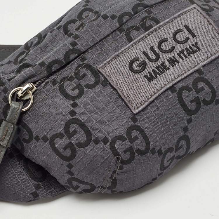 Pre Owned Gucci Grey GG Nylon Ripstop Belt Bag