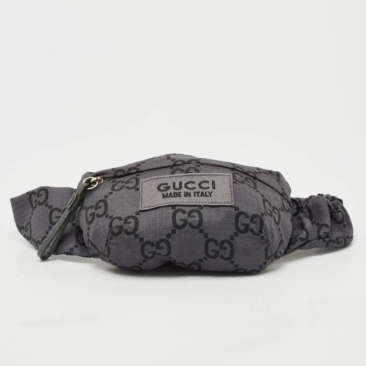 Pre Owned Gucci Grey GG Nylon Ripstop Belt Bag
