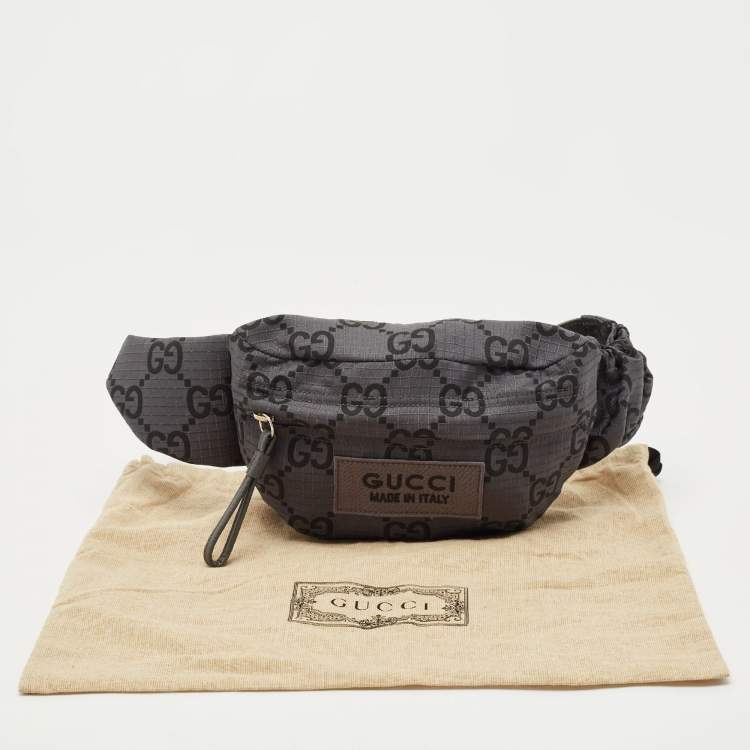 Pre Owned Gucci Grey GG Nylon Ripstop Belt Bag