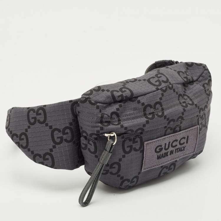 Pre Owned Gucci Grey GG Nylon Ripstop Belt Bag