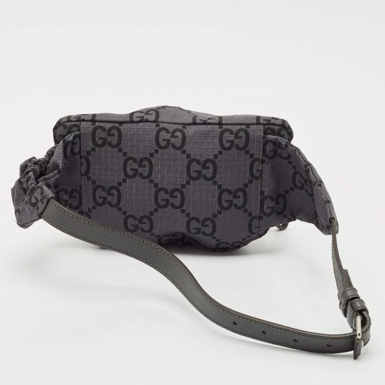 Pre Owned Gucci Grey GG Nylon Ripstop Belt Bag