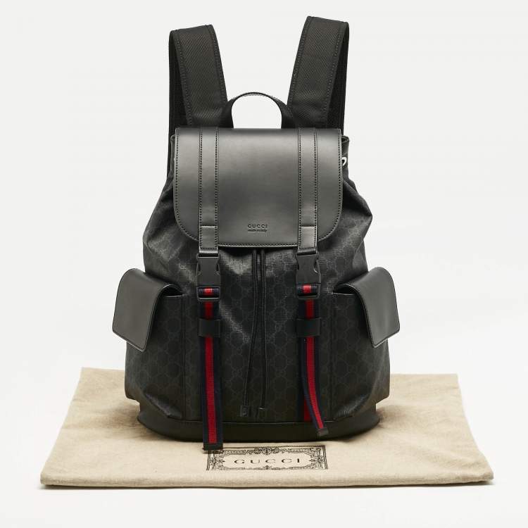 Pre Owned Gucci Black GG Supreme Canvas Backpack