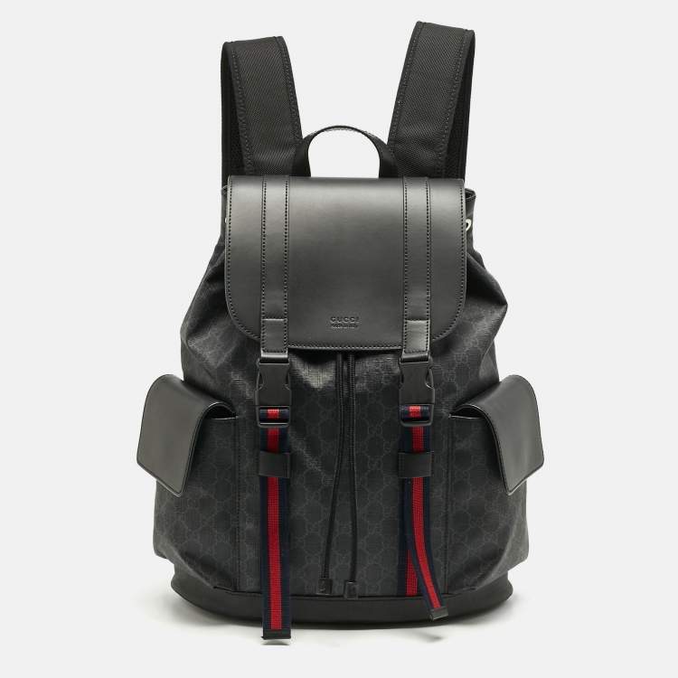 Pre Owned Gucci Black GG Supreme Canvas Backpack