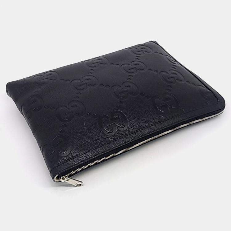 Pre Owned Gucci Black Leather Clutch