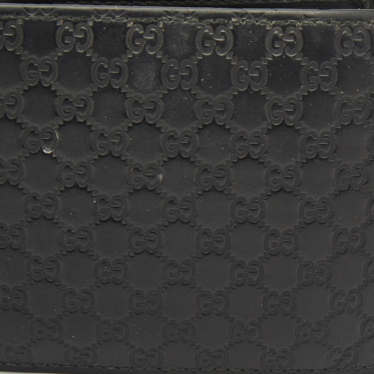 Pre Owned Gucci Black Microguccissima Leather Bifold Compact Wallet