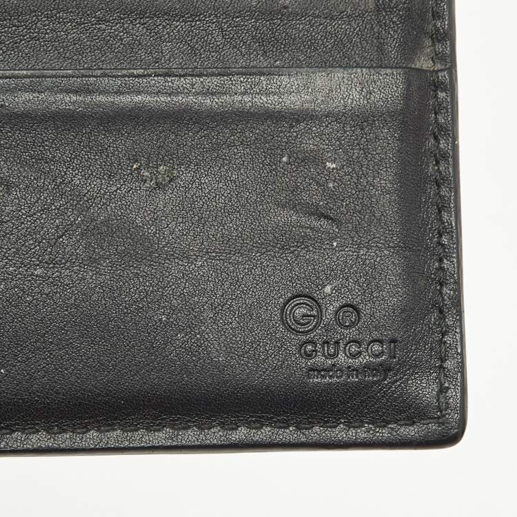Pre Owned Gucci Black Microguccissima Leather Bifold Compact Wallet