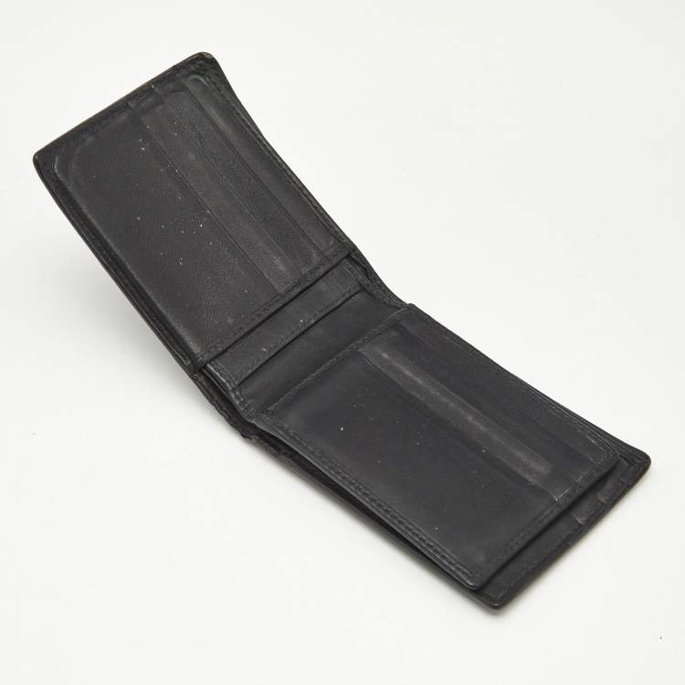 Pre Owned Gucci Black Microguccissima Leather Bifold Compact Wallet