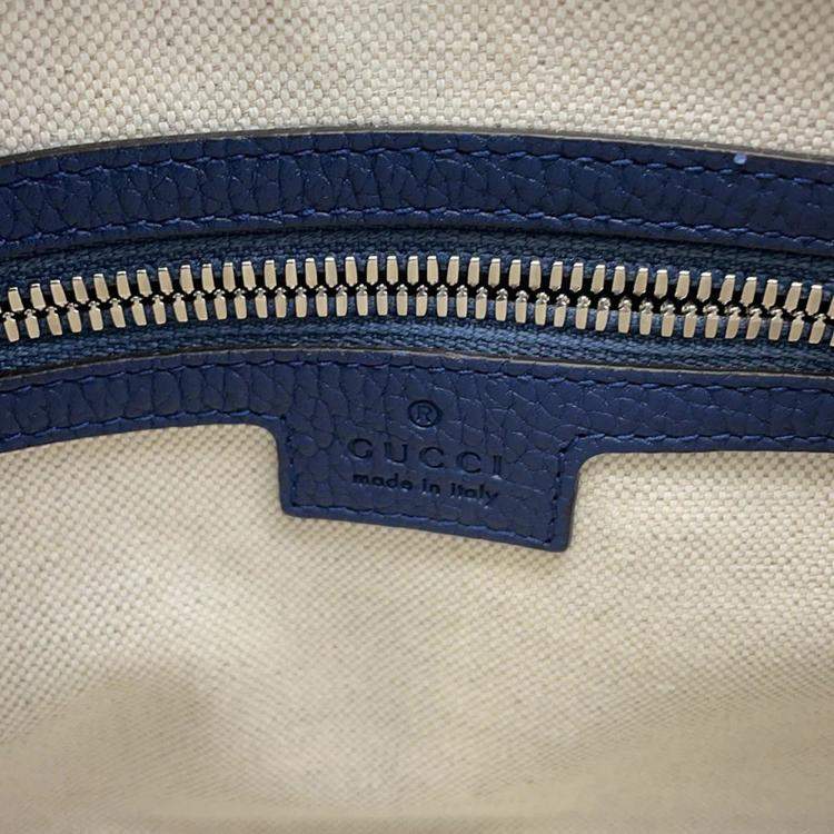 Pre Owned Gucci Jumbo GG Small Blue Leather Messenger Bag