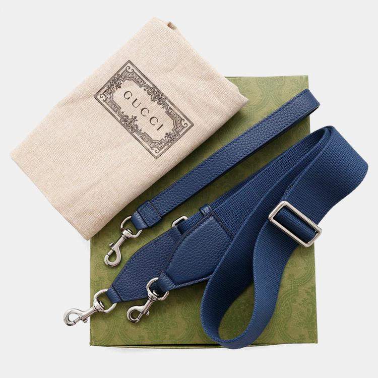 Pre Owned Gucci Jumbo GG Small Blue Leather Messenger Bag